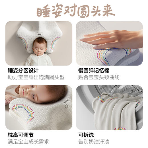 浦利顿新生儿婴儿宝宝枕头0到6个月可水洗睡圆头矫正头型定型枕PLD-GM-103148 商品图2
