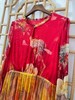 「断码清仓」红橙渐变印花真丝连衣裙 L码 ZFYY222 商品缩略图3