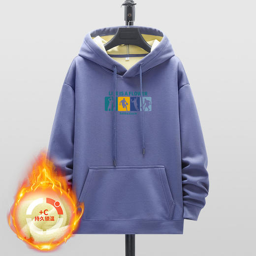 GXG男装【篮球少年】冬季时尚抽绳舒适百搭男式连帽加绒卫衣K&C 商品图5