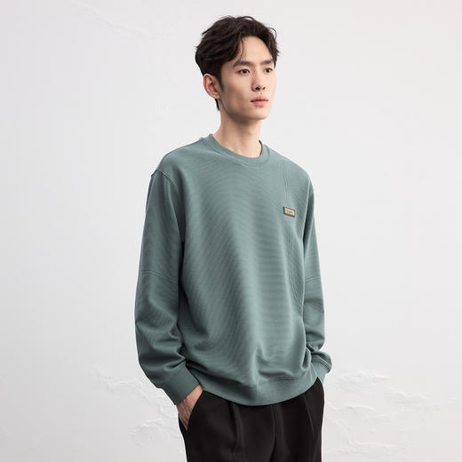 GXG男装【肌理质感】25秋季简约百搭运动宽松休闲男式圆领卫衣K&C 商品图4