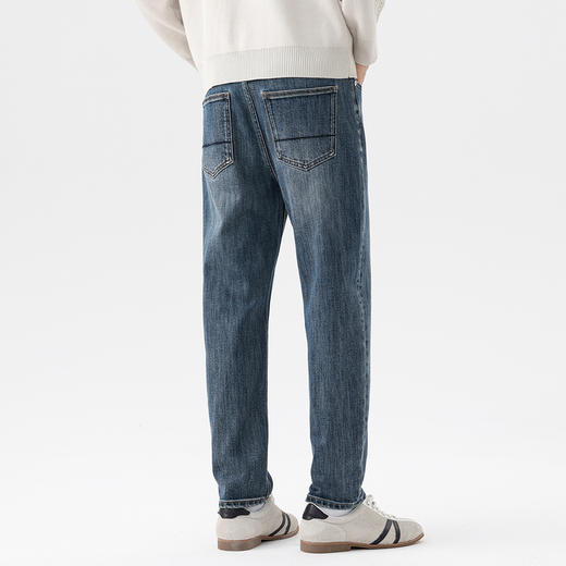 GXG男装25秋季日常通勤纯色简约百搭休闲时尚亲肤男式直筒牛仔裤K&C 商品图3