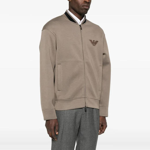 EMPORIO ARMANI 阿玛尼 男士鹰形徽标贴片双面针织拉链卫衣 棕色 EM002877 AF17545 U6189 商品图1