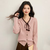 【12/17新品】熙世界甜美风系带V领毛衣开衫女长袖多巴胺针织上衣2025秋冬新款 商品缩略图3