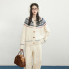 西遇费尔岛米白色毛衣女2025年冬季新款牛角扣圆领针织开衫SS060016 商品缩略图3