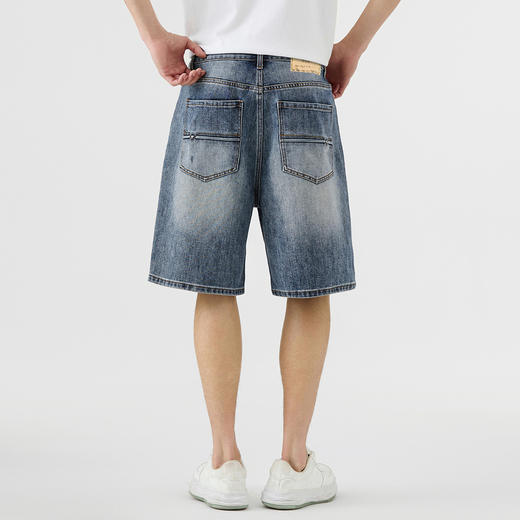 GXG男装25夏季时尚猫须休闲百搭薄款直筒男式牛仔五分短裤K&C 商品图3