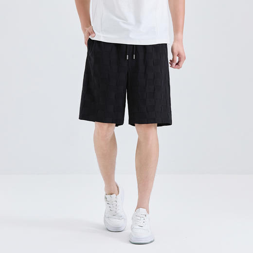 GXG男装【棋盘格】25夏季时尚松紧腰五分裤轻薄透气男式休闲短裤K&C 商品图1