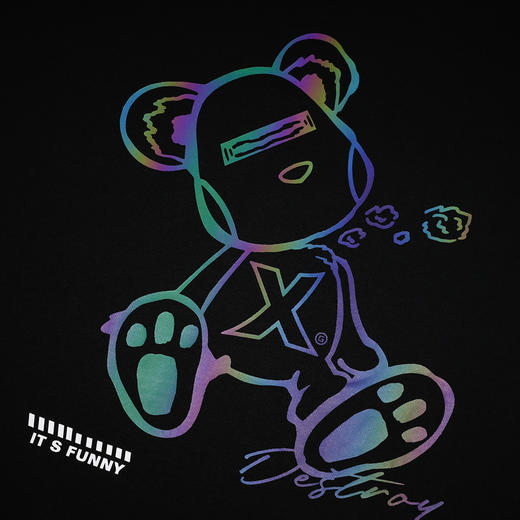 GXG男装春季时尚字母印花潮流渐变卡通小熊男士圆领纯棉卫衣K&C 商品图6