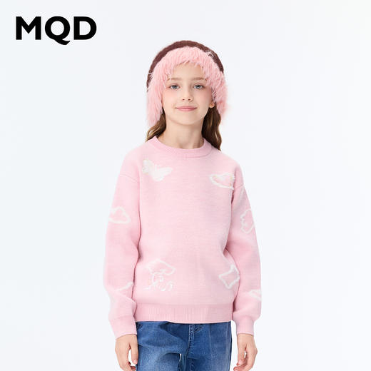 【秒】【MQD】女童冬季甜美舒适蝴蝶装饰圆领针织衫 商品图0