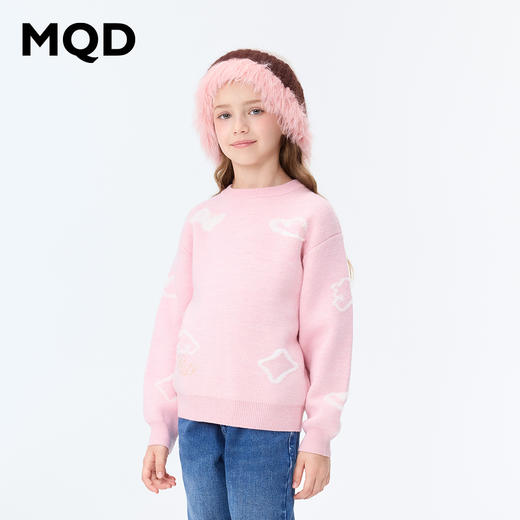 【秒】【MQD】女童冬季甜美舒适蝴蝶装饰圆领针织衫 商品图1