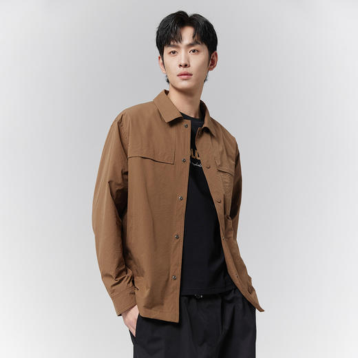 GXG男装【微皱肌理】25春季时尚简约翻领百搭休闲工装男式夹克K&C 商品图6