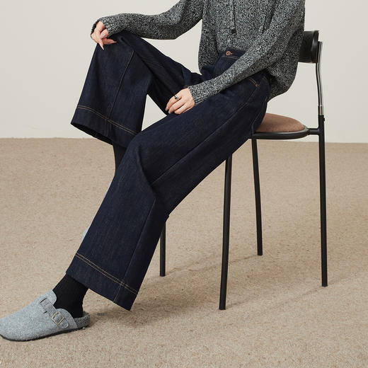 【厚绒-九分阔腿裤】逸阳冬加绒加厚保暖宽松显瘦小个子牛仔裤8344 商品图7