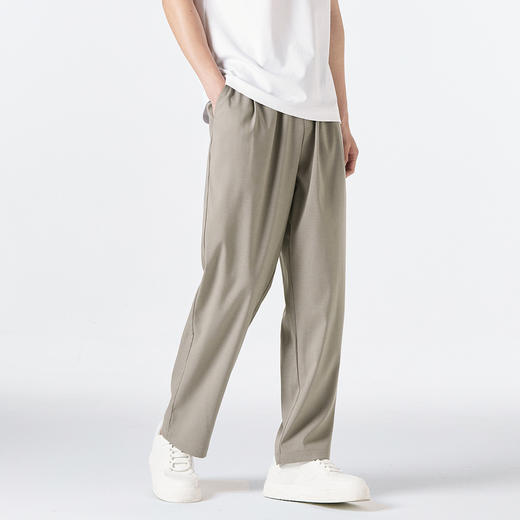 GXG男装25夏季简约百搭舒适弹力松紧腰抽绳男式直筒休闲长裤K&C 商品图1