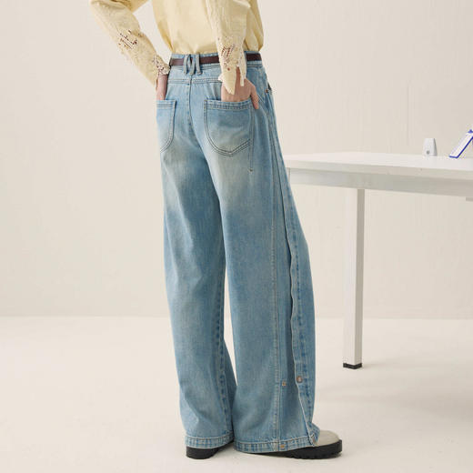 谜底直筒牛仔裤长裤2026年春季新品下脚扣位两穿复古女261MJ0222 商品图2