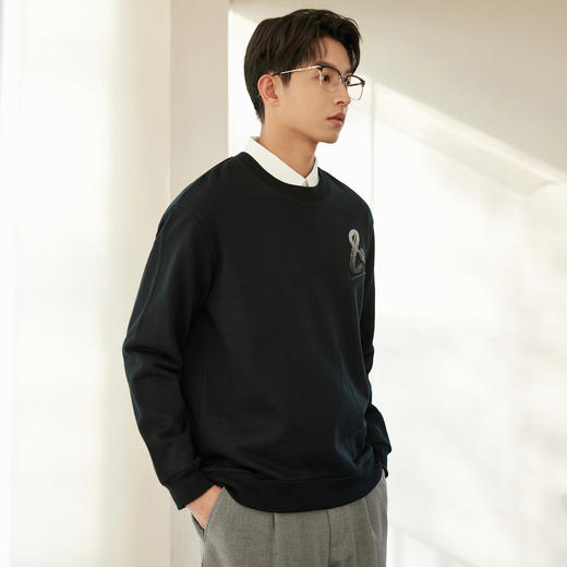 GXG男装【时尚绣花】春季个性潮流男款圆领百搭长袖卫衣K&C 商品图2