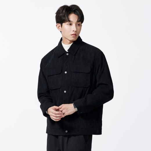 GXG男装【灯芯绒面料】秋季简约翻领立体贴袋经典休闲男式夹克K&C 商品图2