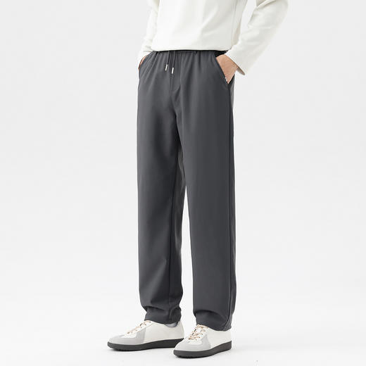 GXG男装25秋季舒适弹力松紧腰抽绳轻薄简约修身版男式直筒休闲裤K&C 商品图4
