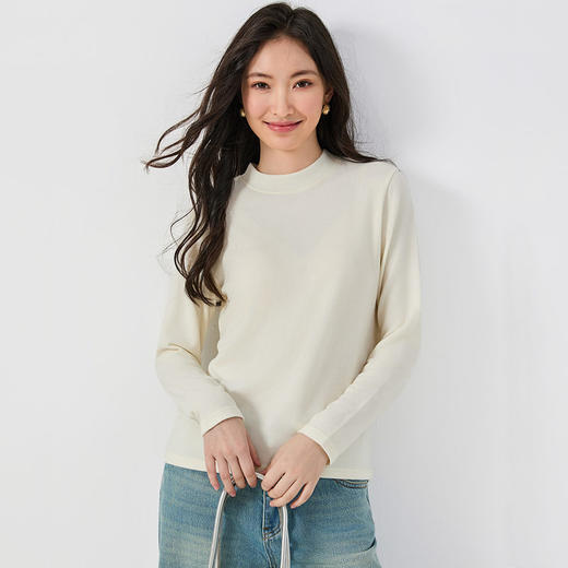 秋冬小立领打底衫女内搭宽松圆领纯色上衣百搭修身显瘦针织衫女 商品图0