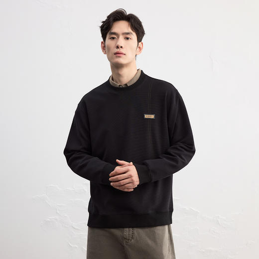 GXG男装【肌理质感】25秋季简约百搭运动宽松休闲男式圆领卫衣K&C 商品图2