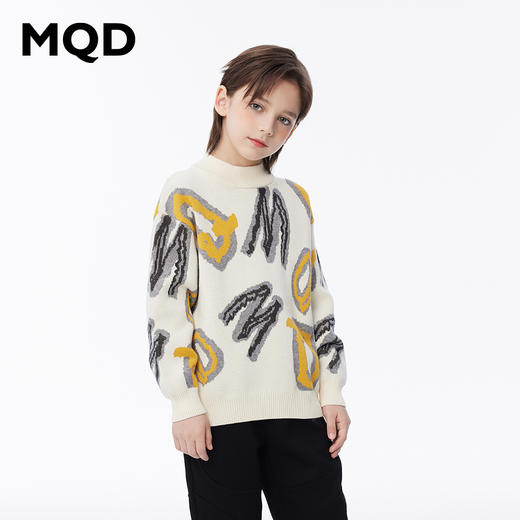 【秒2】【MQD】男童冬季潮酷满版字母活力半高领针织衫 商品图0