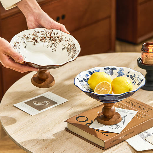 摩登主妇中古风陶瓷水果盘客厅茶几家用2025新款高颜值干果点心盘 商品图0