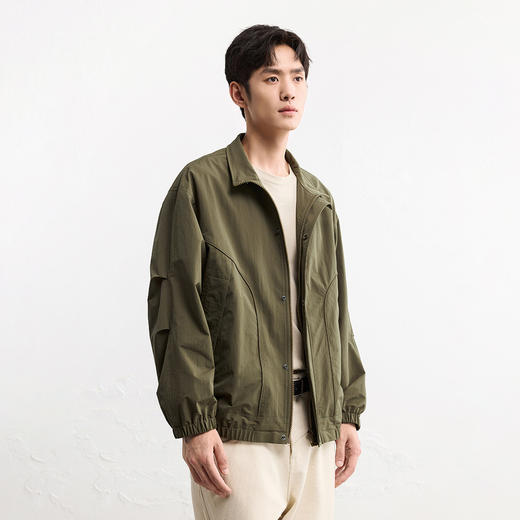 GXG男装25秋季时尚潮流简约纯色宽松休闲防风男式立领短款夹克K&C 商品图6