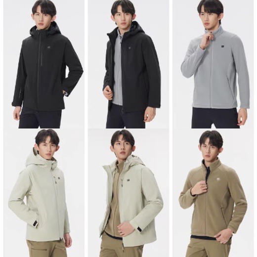 原单正品 KOLONSPORT可隆冲锋衣防水防风透湿男款棉服三合一夹克，
颜色：黑色，浅卡其
尺码：M,L,XL,XXL 商品图1