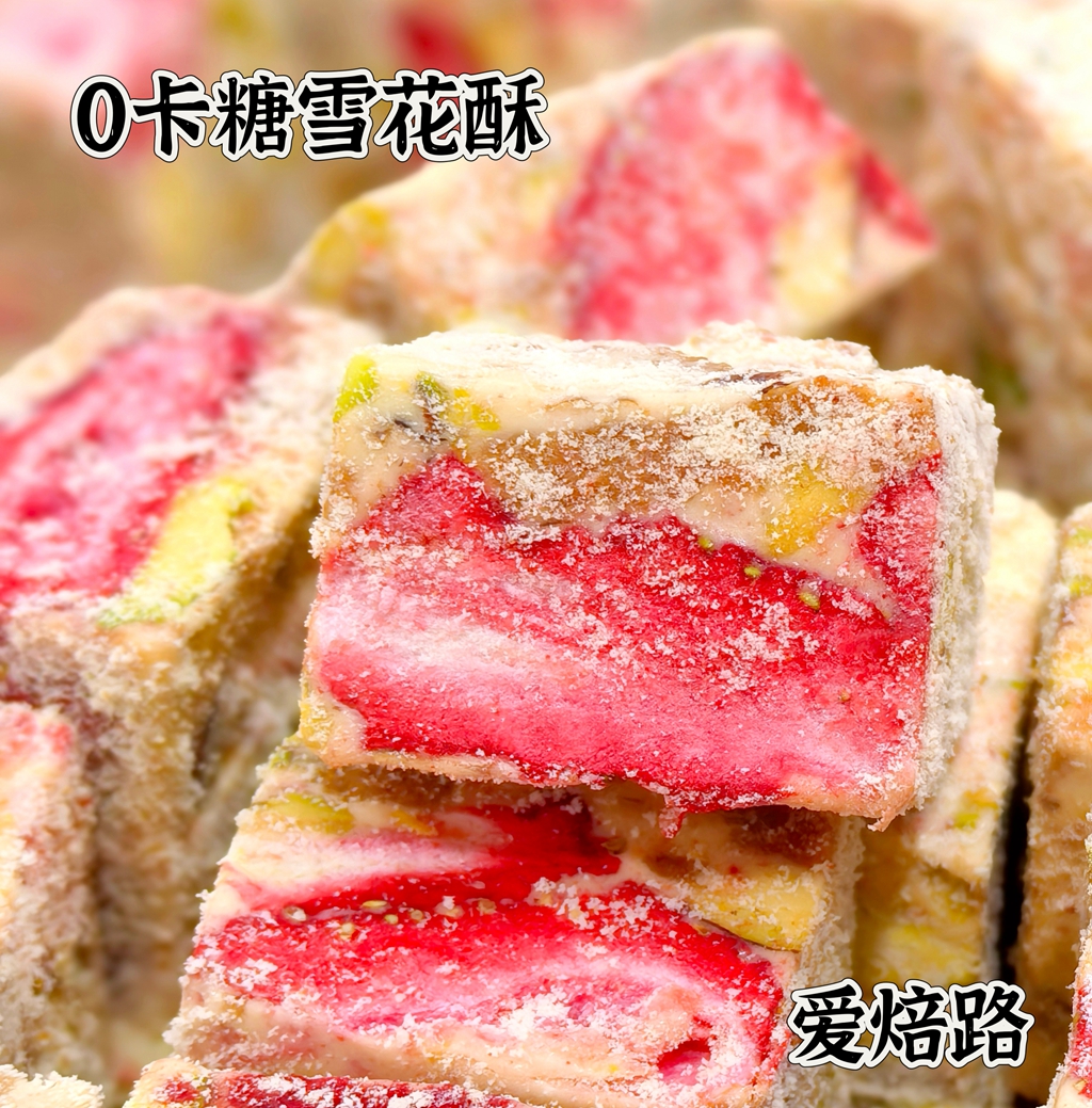 开心果草莓雪花酥 0蔗糖0麸质糖友友好