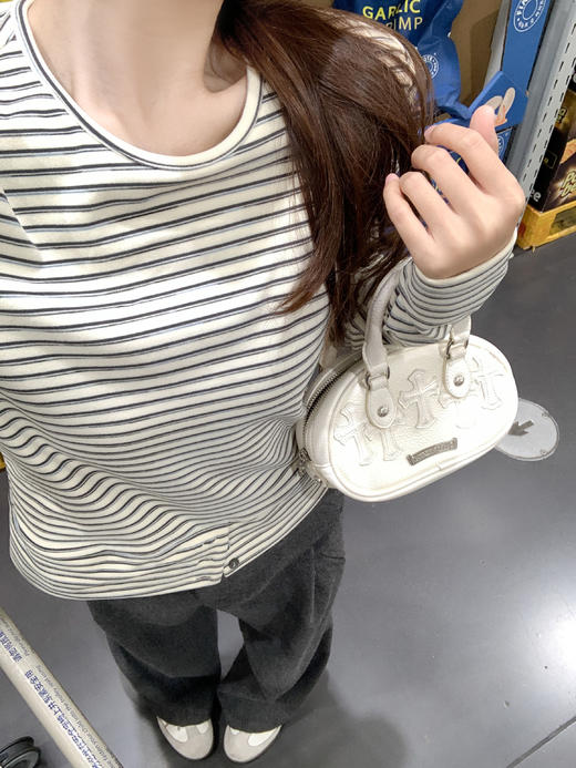 <曾小咸推荐>现货秒杀 ！微信超特价！灰白条纹长袖打底t 日常109.99 立减40 秒杀69.99！！ 商品图10