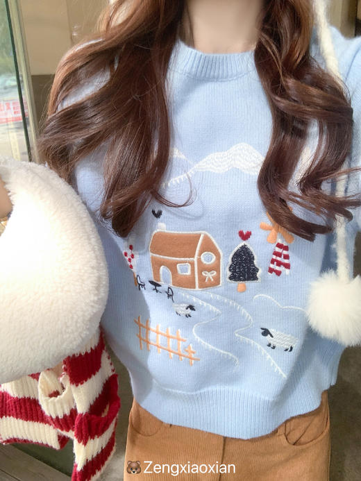 <曾小咸推荐>现货秒杀 ！微信超特价！韩系浅蓝色圆领毛衣 日常199.99 立减100 秒杀99.99！！ 商品图11