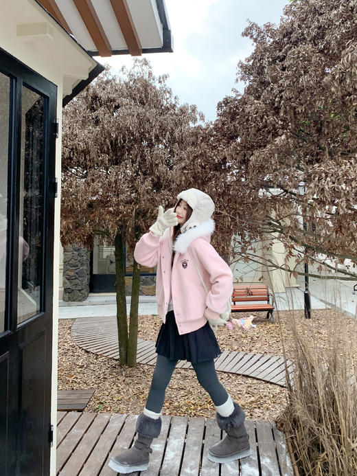 <曾小咸推荐>现货秒杀 ！微信超特价！韩系毛绒连帽毛呢外套 日常369.99 立减180 秒杀189.99！！ 商品图8