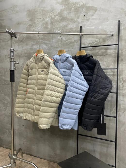 袅家情侣款鹅绒纯色轻便防风保暖连帽排骨轻薄羽绒服 商品图7