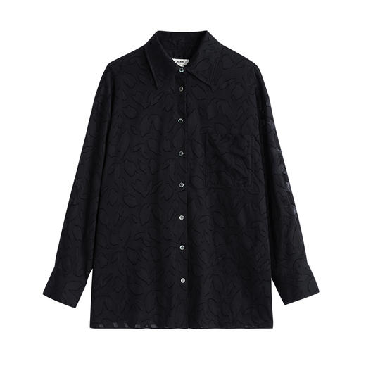 【JASON WU】秋冬新款全棉通勤新中式花卉提花百搭上衣衬衣衬衫女 商品图1