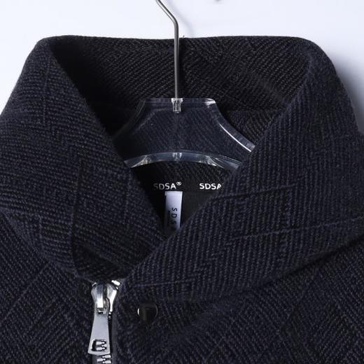 SDSA男士秋冬新款痞帅男装时尚菱形提花斜拉链连帽卫衣百搭时尚 商品图1