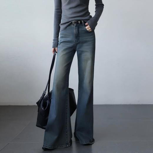 cosAcosB冬季加绒加厚复古水洗微喇拖地牛仔裤68896（下单3-5天发货） 商品图6