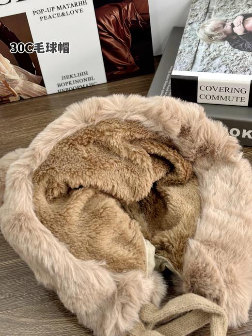 D121613内里加绒加厚护耳毛绒雷锋帽保暖帽毛球帽 商品图8