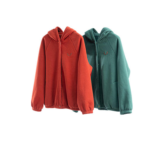 绽放818朵/连帽棉摇粒绒开襟长袖卫衣女松弛慵懒感休闲开衫外套 商品图4