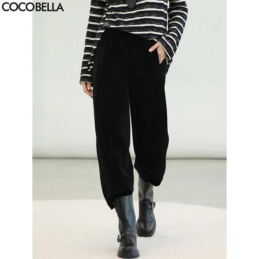 COCOBELLA软糯舒适黑色哈伦裤女不挑腿型遮胯休闲裤PA3095-2 商品图0