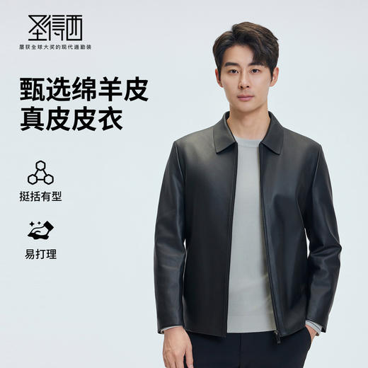 【门店同款】圣得西2025年冬季男士易打理绵羊皮真皮皮衣
 商品图0