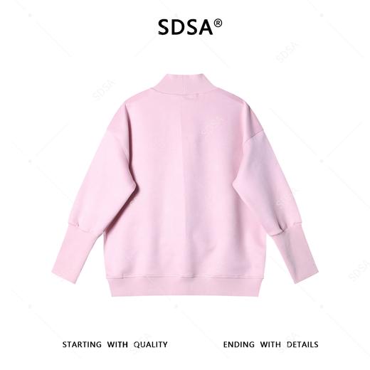 SDSA男士秋冬新款痞帅男装韩版简约纯色植绒下摆不规则立领卫衣 商品图4