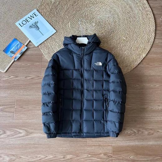 D121601男女同款简约拼色设计精典方格连帽棉服 商品图3