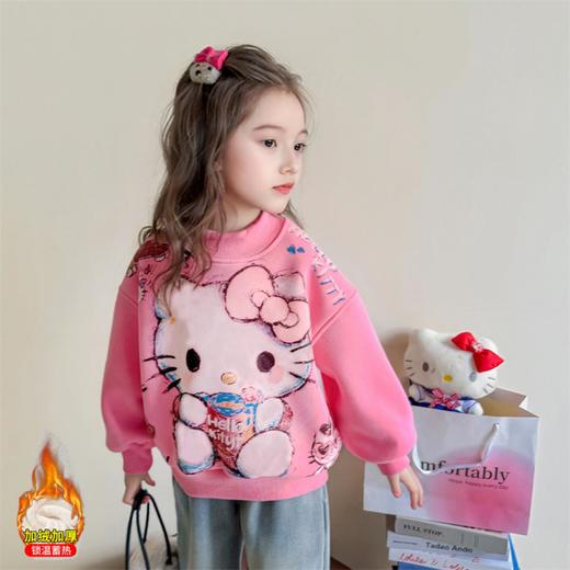 Laffey & Monkey儿童【加绒】卡通印花加绒卫衣秋冬季女童休闲加厚保暖冬装打底衫80-150 商品图1