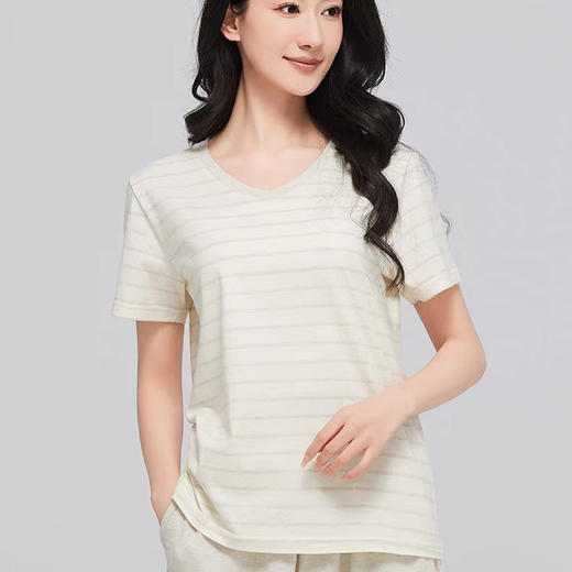 【女士薄款短袖/长袖家居服】100%棉素道有机彩棉-女士混色（条纹）纯棉家居服套装（基地直发-申通包邮），来自敦煌，品牌：素道【合作生产，公平贸易】 商品图1