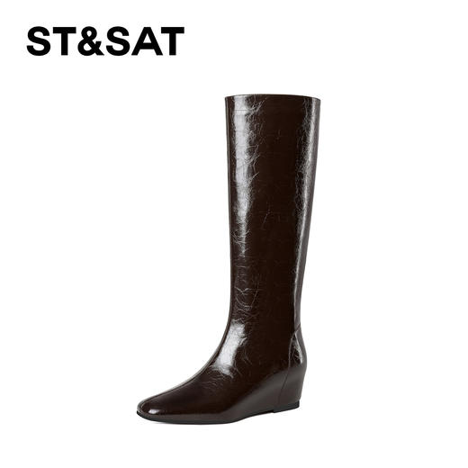 星期六复古时尚方头内增高骑士靴SSD4117YD3 商品图1