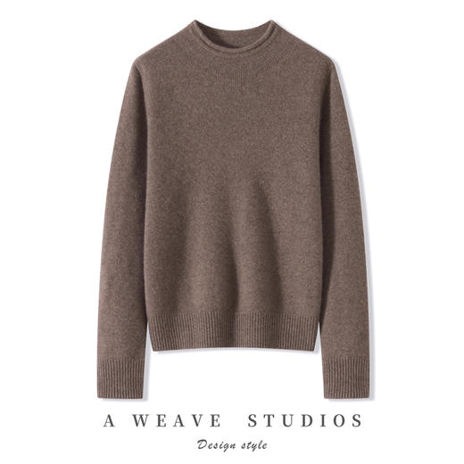 【清河羊毛羊绒专场】鹿展Z230女士一线成衣卷边半高领羊绒衫 商品图1