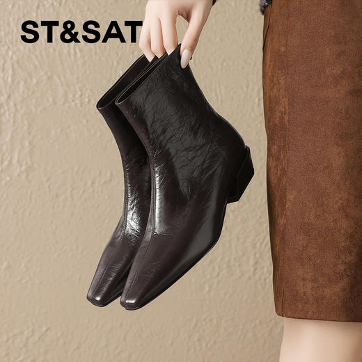 【绒里可选】星期六高级感优雅法式气质短靴SSD4116Y94/SSD4118YJV 商品图2