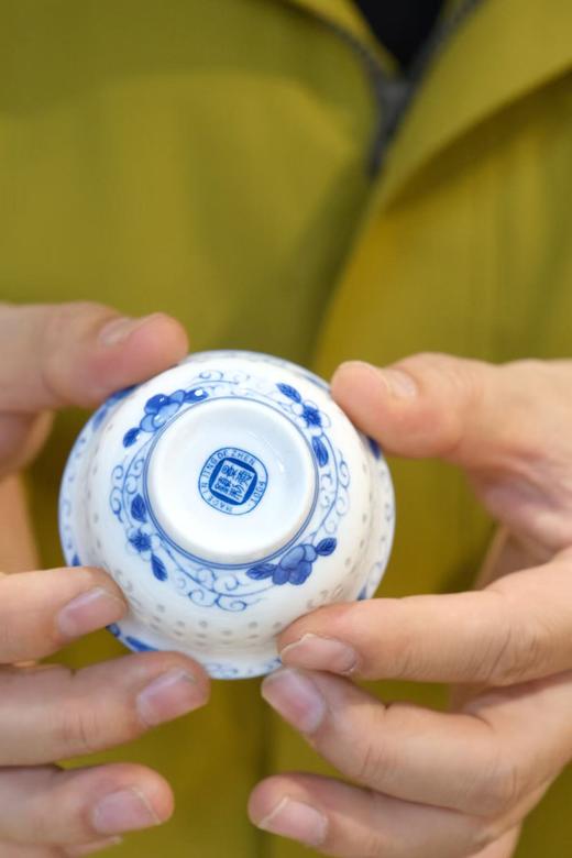 【景德镇茶具  高白泥】董宇辉同款 青花玲珑盖碗茶具 十件套 送礼自用都合适 商品图7