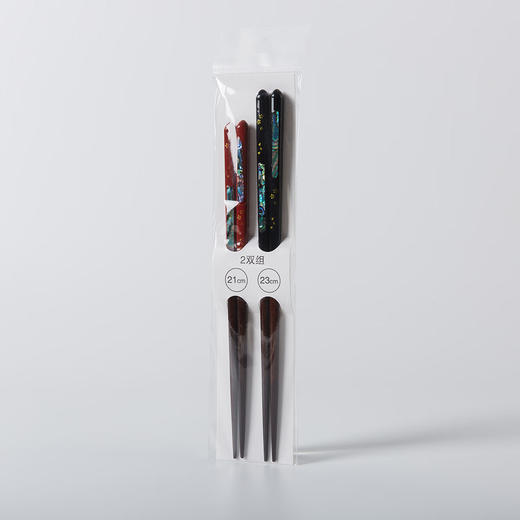 日式餐具尖头寿司筷子木筷螺钿装饰筷2双组 商品图1