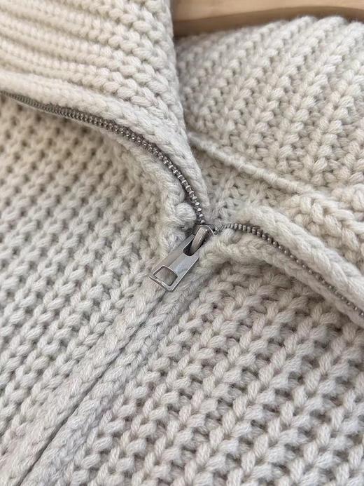 D121630粗棒针立领加厚毛衣外套羊毛针织开衫上衣秋冬女 商品图7