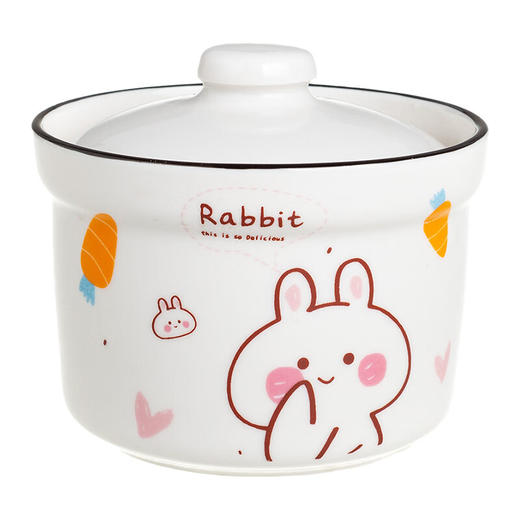 【卡通直身炖盅】可爱陶瓷隔水炖盅家用卡通炖汤小瓦罐婴儿辅食蒸蛋盅带盖一人食 商品图6