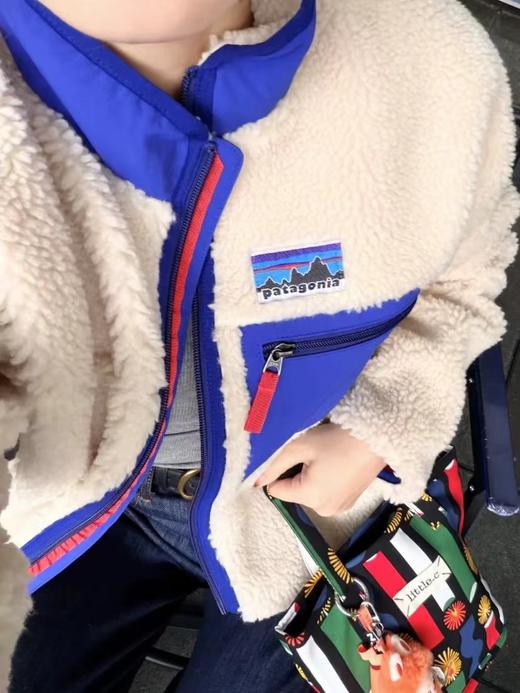 D121674拼色复古保暖叠穿柔软立领外套抓绒衣 商品图6